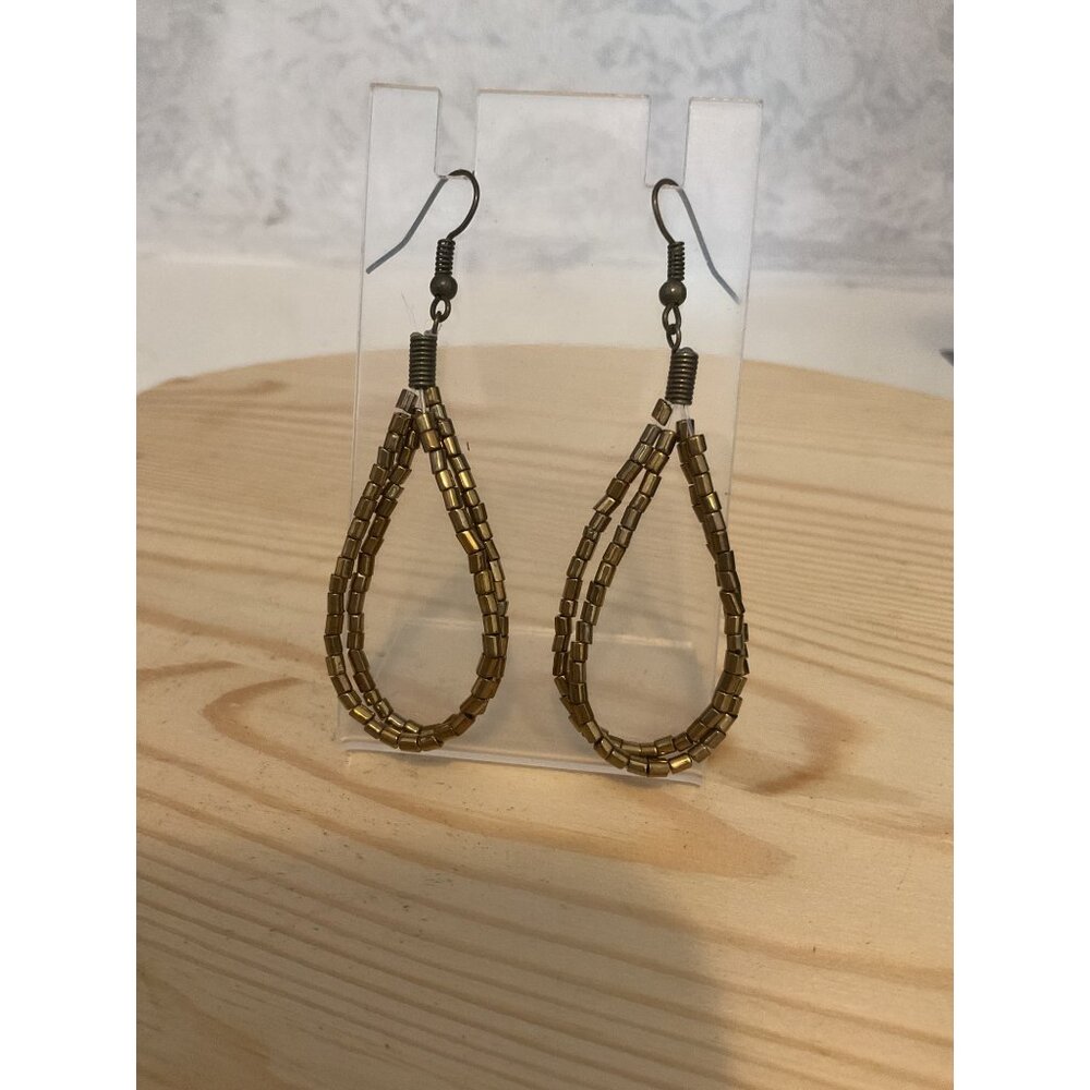 Beaded Teardrop Dangle Drop Earrings With Bronze Metal Hooks For Women